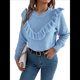 thumbnail image 1 of Suéter de Punto A Rayas para Mujer, Cuello Redondo, Larga, Holgado, para Otoño e Invierno Azul M, 1 of 10