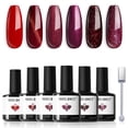 thumbnail image 1 of Set de esmaltes de uñas en gel Modelones 6, rojo, burdeos y morado con purpurina, 1 of 9
