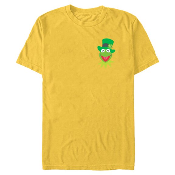 Disney Muppets Kermit the Frog in Top Hat St Patrick’s Day - Short Sleeve Blended T-Shirt for Adults - Customized-Yellow