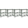 thumbnail image 1 of Origami R3 Foldable 3-Tiered Shelf Storage Rack & Wheels, Pewter (4 Pack), 1 of 7