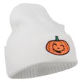 thumbnail image 5 of Halloween Happy Jack o Lantern Embroidered Long Beanie - White OSFM, 5 of 5