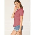 thumbnail image 4 of Camisa de Manga Corta Allegra K con Botones y cuello Peter Pan Rosa Sandía M, 4 of 6