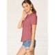 thumbnail image 4 of Camisa de Manga Corta Allegra K con Botones y cuello Peter Pan Rosa Sandía M, 4 of 6