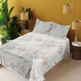 thumbnail image 2 of Ambesonne Floral Fitted & Flat Sheet with Shams 4 Pcs Set, Retro Flower Minty Backdrop, Calking, Warm Taupe and Pale Grey, 2 of 5