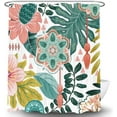 thumbnail image 4 of Abstract Boho Floral Botanical Shower Curtain, Bohemian Mid Century Morden Teal Decor Bathroom Curtains, Waterproof Fabric Shower Curtains Set with Hooks 72X84, 4 of 6