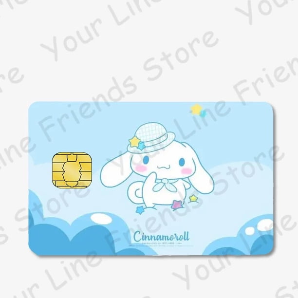 Cinta adhesiva Kawaii Sanrios Cinnamoroll Poker, película adhesiva de piel para tarjetas de crédito, pegatinas impermeables, Chip grande y pequeño, accesorios para tarjetas de débito