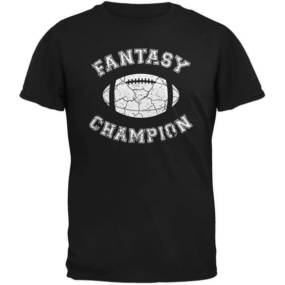 Fantasy Football Distressed Champion Black Adult T-Shirt - Medium