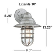 John Timberland Marlowe Industrial Outdoor Wall Light Fixture Galvanized Hooded Cage 13 Clear Glass for Post Exterior Barn Deck House Porch Yard Home