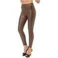 thumbnail image 2 of Miluxas Women's High Waist Comfy Faux Leather Leggings Tights Stretchy Pleather Pants Clearance Brown 8(L), 2 of 3