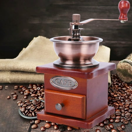 

Ludlz 17ml Coffee Grinder Durable Antique Easy to Operate Classical Manual Hand-crank Wooden Bean Grinding Machine for Home