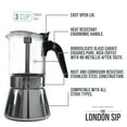 thumbnail image 2 of London Sip Stainless Steel Espresso Maker 3-cup, Glass, 2 of 6