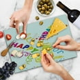 thumbnail image 4 of Birthday Cutting Board, Surprise in a Box Theme Doodle Style Cheerful Spirals Stars Happiness, Decorative Tempered Glass Cutting and Serving Board, Large Size, Multicolor, by Ambesonne, 4 of 5