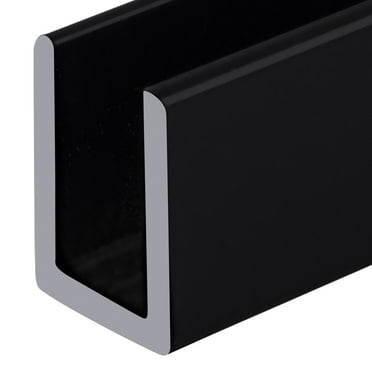 Brixwell SDCD38MBL-CCP72 Matte Black 3/8" Fixed Panel Shower Door Deep U-Channel - 72" Length