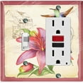 thumbnail image 1 of Metal Light Switch Plate Cover Antique Floral Hummingbird Home Sketch Red FLW102, 1 of 13