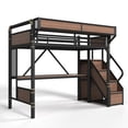 thumbnail image 5 of Bellemave Twin XL Loft Bed with Desk, Metal Loft Bed with Storage & Wardrobe, High Loft Bed with LED Lights & Charaging Station, Heavy Duty Metal Frame with Pegboard & Baskets for Teens Adults, Black, 5 of 13