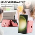 thumbnail image 3 of SaniMore for Samsung Galaxy S22 Ultra (6.8" 2022) Case,Wear-resistant PU Leather Skin + Zipper Purse Card Slots Removeable Crossbody Lanyard Stand Shell Shockproof Anti-scratch Drop-resistant, Pink, 3 of 10
