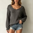 thumbnail image 2 of Edvintorg Cardigan Sweaters for Women Long Sleeve V Neck Loose Casual Knit Pullover Top Women's Clothing S-XL Gray, 2 of 9
