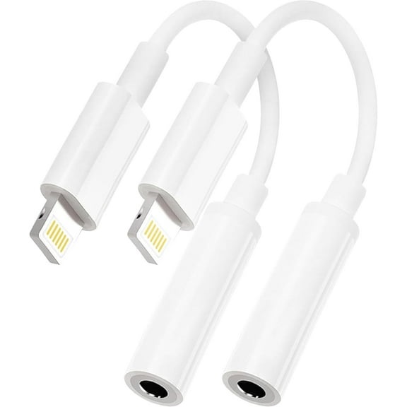 2 Pack Lightning to 3.5 mm Headphone Jack Adapter for iPhone,[Apple MFi Certified] Headphone Jack Adapter Cord Dongle Aux Cable Converter with iPhone 14/13/12/11/X/XR/XS/8/7