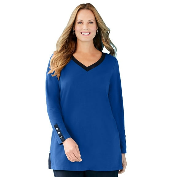 Catherines Women's Plus Size Suprema Studio Contrast Tunic
