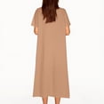 thumbnail image 6 of Efsteb Summer Shirt Dresses for Women Casual Solid Color Short Sleeve Collared V Neck Button Up Loose Fit T Shirts Dress (Orange,XXXL), 6 of 7