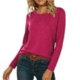 thumbnail image 4 of Sequin Tops for Women 3/4 Sleeve Dressy Sparkling Shirt Loose Fit Crew Neck Pullover Blouse for Evening Party, 4 of 7
