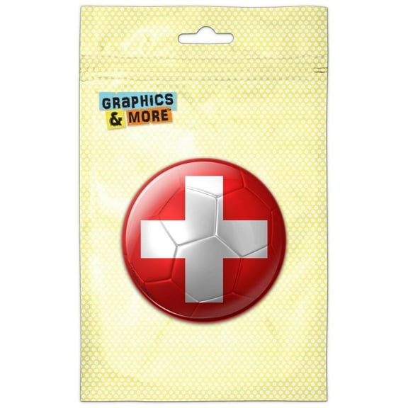Switzerland Flag Soccer Ball Futbol Football Pinback Button Pin Badge