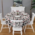 thumbnail image 2 of Light Gray Cow Black Spot Pattern Round Tablecloth 60"x60",Wrinkle Wipeable Table Cloth for Kitchen Dining Room Picnic Patio Party, 2 of 6