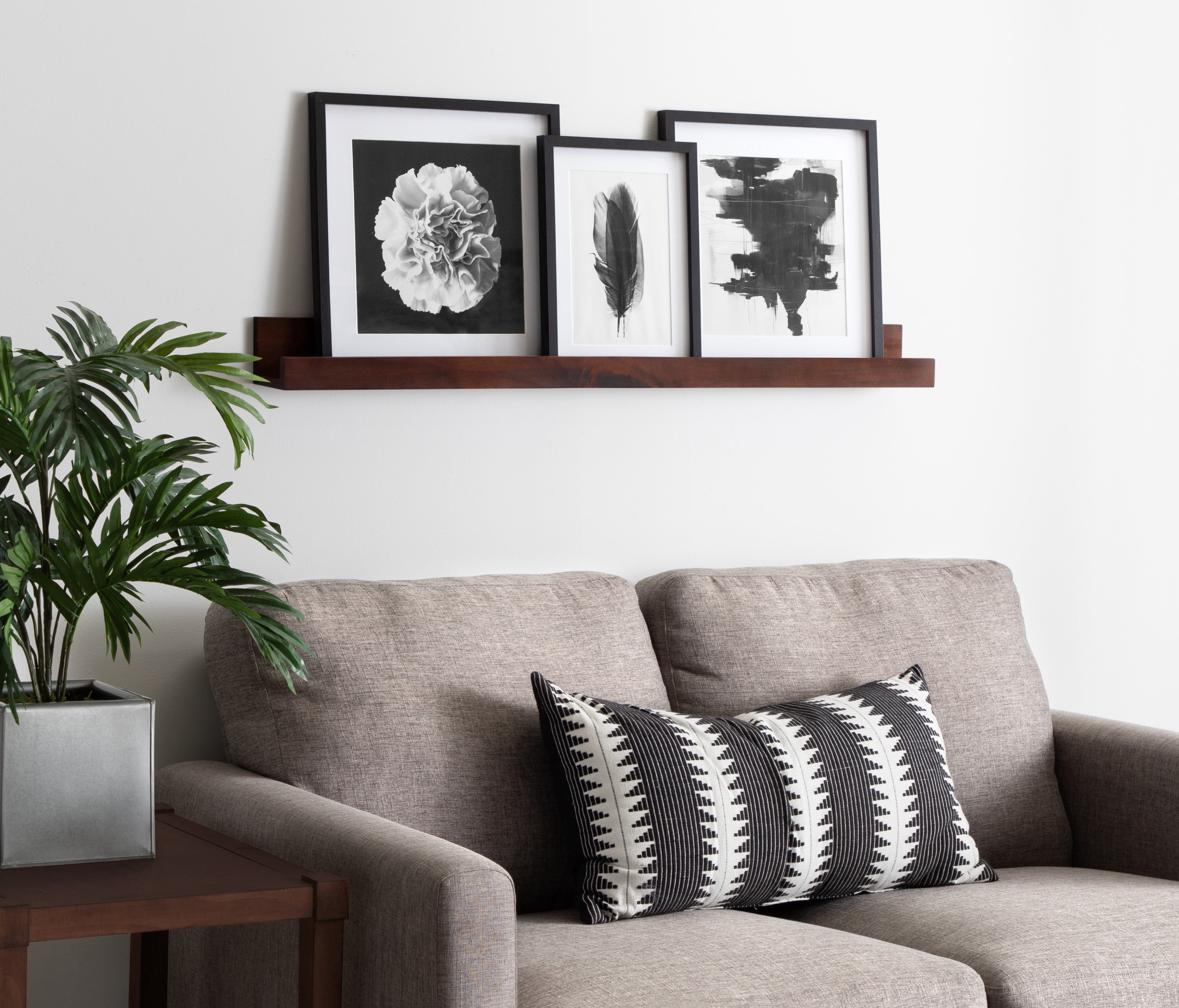 Kate and Laurel Wood Floating Shelf, 42" x 3.5", Walnut Brown