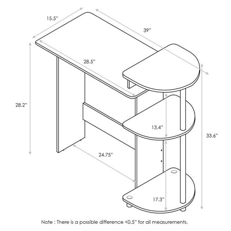 Furinno 11181dwn Compact Computer Desk Dark Walnut Walmart Canada