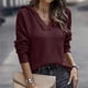 thumbnail image 1 of Puntoco-suéter de manga larga con cuello en V para mujer, blusa holgada, suéter de punto con capucha de Color sólido, liquidación de Navidad Puntoco Puntoco-3215, 1 of 5