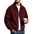 thumbnail image 2 of CCRFTGI Mens Corduroy Jacket Zip Up Bomber Casual Vintage Collared Long Sleeve Outdoor Fall Fashion Jacket Wine 5XL, 2 of 7