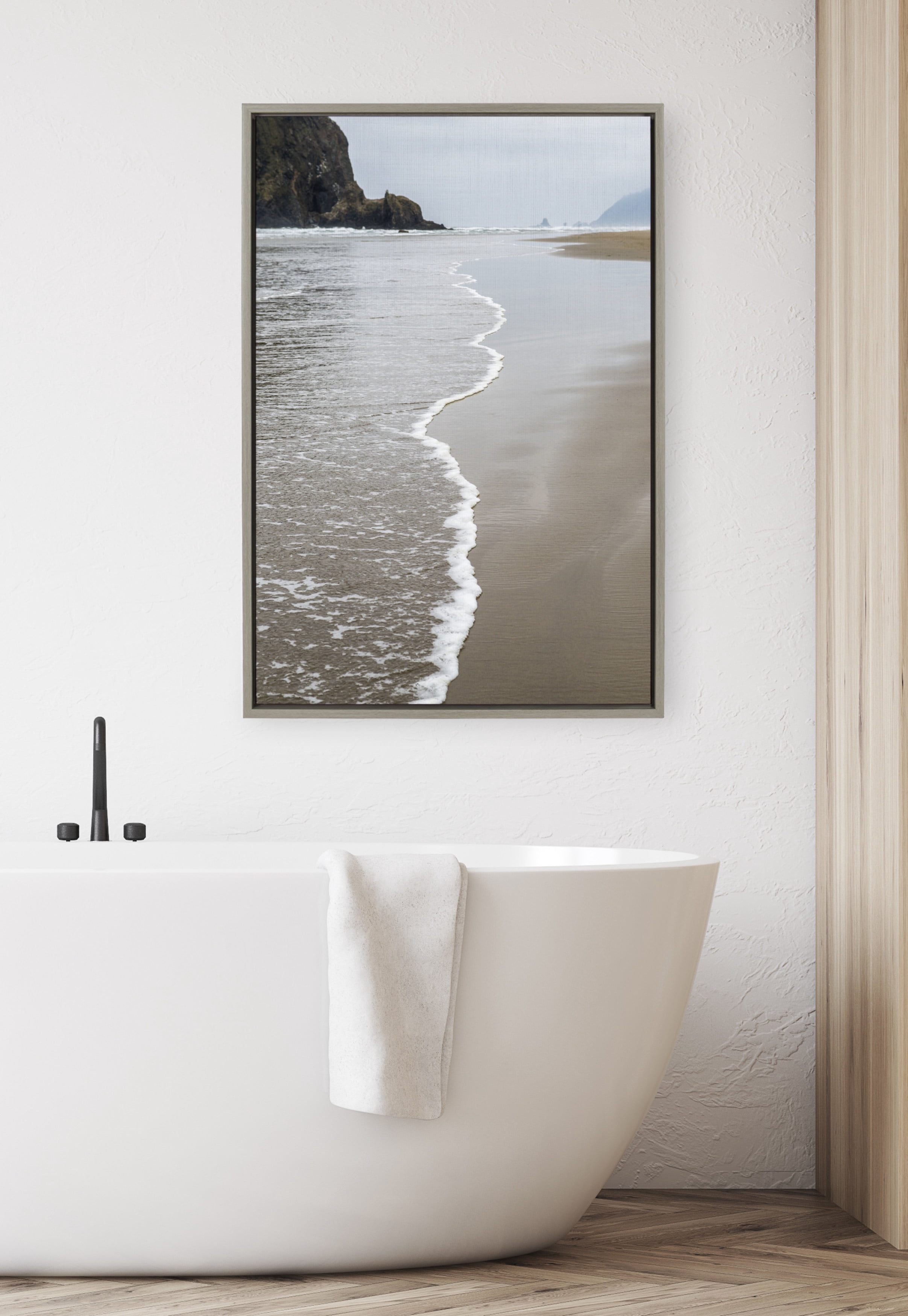 DesignOvation Sylvie Arrival Framed Canvas Wall Art By Pete Olsen, 23x33 Gray, Modern Transitional Home Decor
