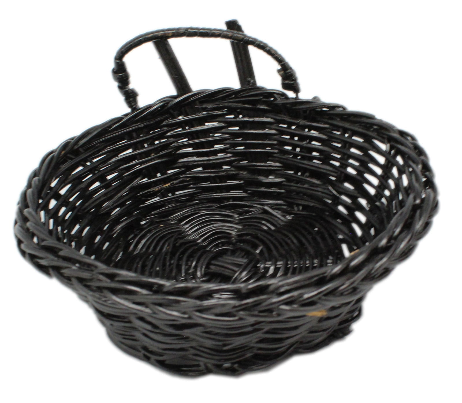Small Decorative Shallow Black Colored Wicker Basket