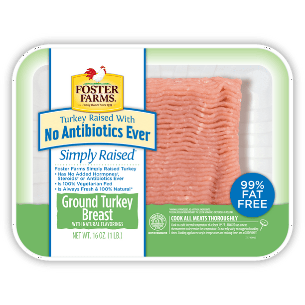 Foster Farms 99 Lean 1 Fat Antibiotic Free Ground Turkey Breast 1 Lb Walmart Com Walmart Com