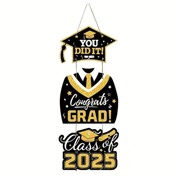 Cartel De Madera Para Graduación | Colgador Para Puerta «2025 Grad» | Adorno Decorativo De Madera Para Colgar, De Temporada Residencia Universitaria, Puerta Principal De La Escuela, Porche, Jardín,