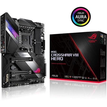 ASUS ROG Crosshair VIII Hero X570 ATX Motherboard with PCIe 4.0, Integrated 2.5 Gbps LAN, USB 3.2, SATA, M.2, Node and Aura Sync RGB Lighting