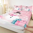 thumbnail image 3 of Homewish Kawaii Pink Snowman Full Size Sheets for Teens, Winter Xmas Tree Snowflake Bed Sheets, Fairy Tale Style Sheet Sets, Luxury Bedroom Decor, 4-Piece, 3 of 7