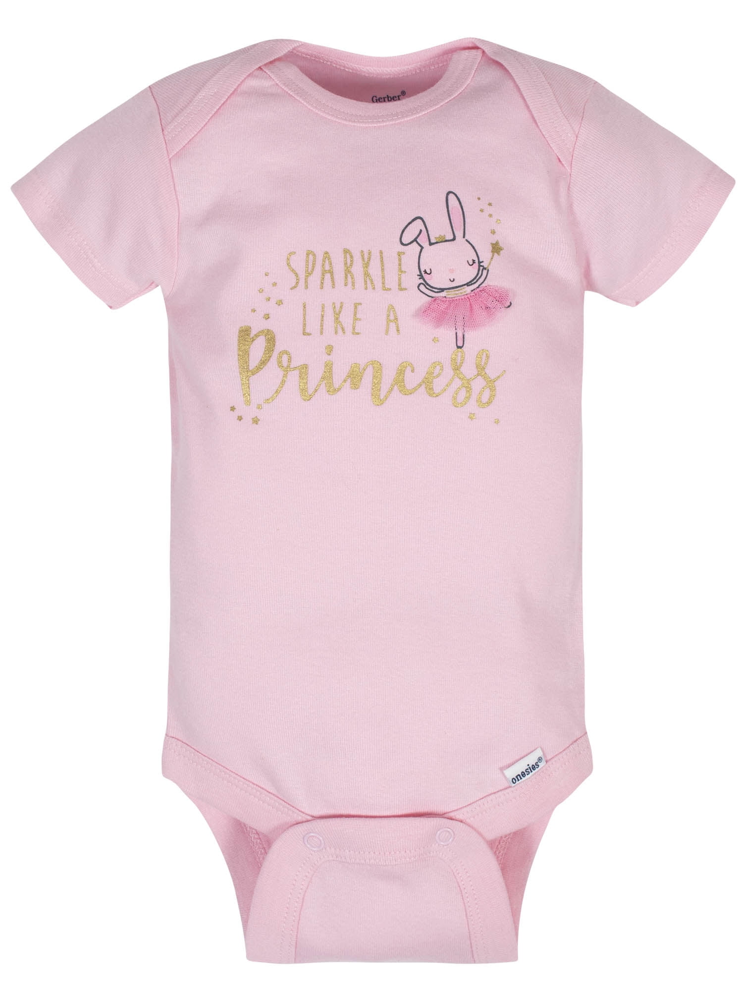 Gerber Baby Girl Short Sleeve Onesies Bodysuits, 4-Pack