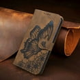 thumbnail image 3 of Feishell Wallet Case For iPhone 15, Magnetic Folio Card Slots Holder Kickstand Premium PU Leather Butterfly Patterned Embossed with Wrist Strap Cover For iPhone 15, Brown, 3 of 13