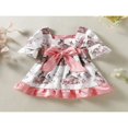 thumbnail image 3 of PENGXIANG 0-4Y Princess Baby Girls Easter Days Puff Sleeve Rabbit Printed Ruffles A-Line Knee Length Dress, 3 of 6