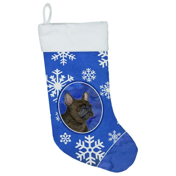 Carolines Treasures SS4657-CS French Bulldog Winter Snowflakes Christmas Stocking SS4657 Large multicolor