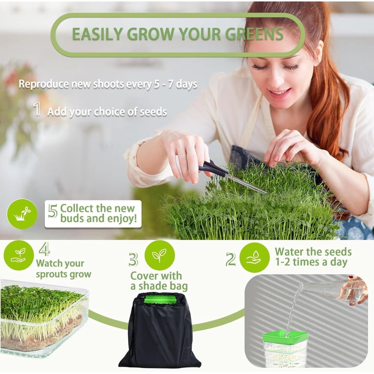 MUSICOZY, Seed Sprouting Tray Kit, 4 Layers, Soil-Free, Stackable