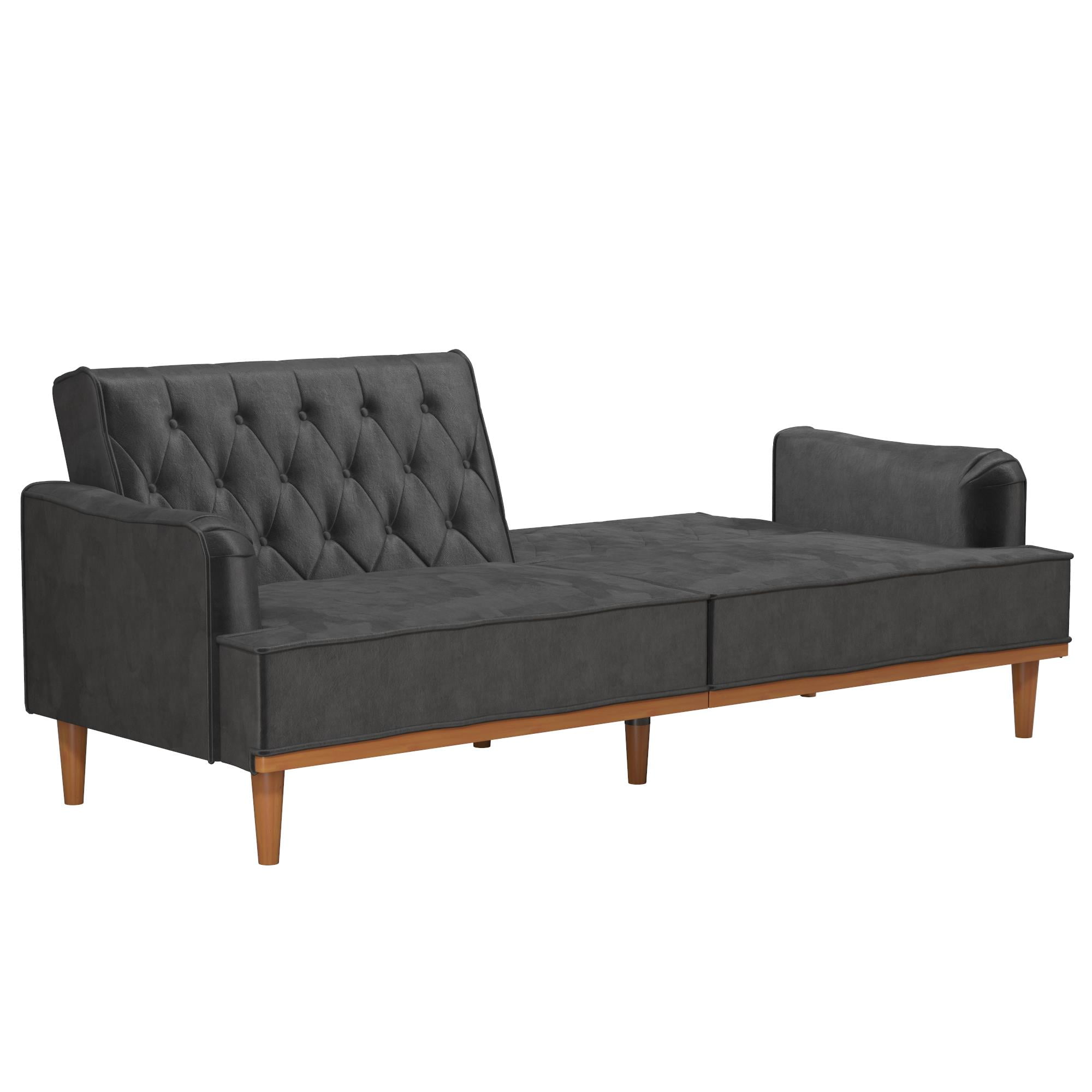 Mr. Kate Stella Vintage Convertible Sofa Bed Futon, Dark Gray Velvet