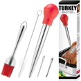 thumbnail image 1 of Turkey Baster Set with Silicone Bulb Stainless Steel Syringe Needles Cleaning Brush BBQ Tool, 1 of 8