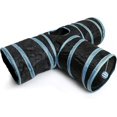thumbnail image 1 of Túnel plegable para gatos NQ interactivo 3 canales con bola colgante negro azul, 1 of 5