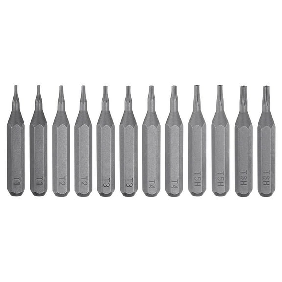Uxcell 12pcs Torx Screwdriver Bit Set T1-T4/T5H/T6H 5/32" Hex Shank 28mm Length S2 Steel Magnetic Star 6 Point Head Screw Driver Drill Bit for Electric Manual Screwdrivers Precision Repair