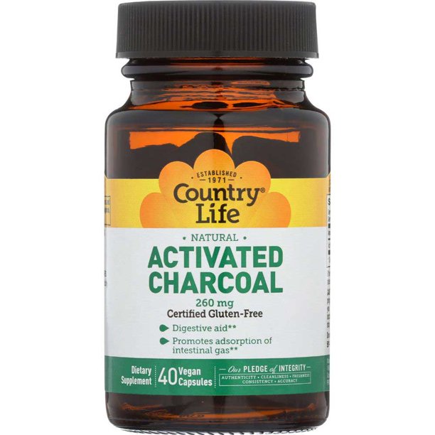 Country Life Natural Activated Charcoal Vegan Capsule 40 count per
