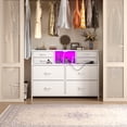thumbnail image 3 of Romorgniz Dresser for Bedroom with 8 Fabric Drawers White Dresser with LED Lights & Charging Station & Open Shelf for Living Room and Entryway, 3 of 10