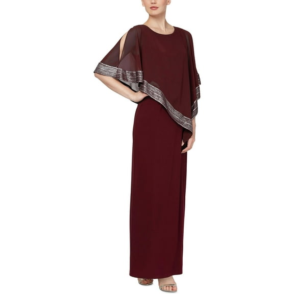 SLNY Womens Formal Drape Maxi Dress
