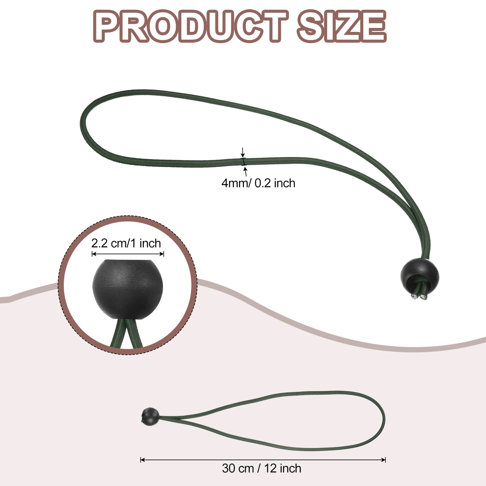12" Balls Bungee Cords, 30 Pcs Bungee Cords with Balls Elastic Tarp Tie Downs for Tents(Pink/Black)
